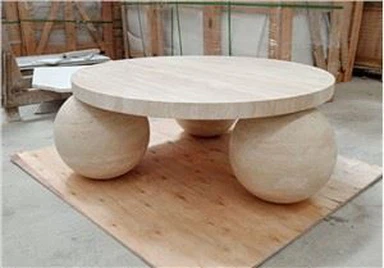 Ниска кръгла травертинова масичка за кафе Китай